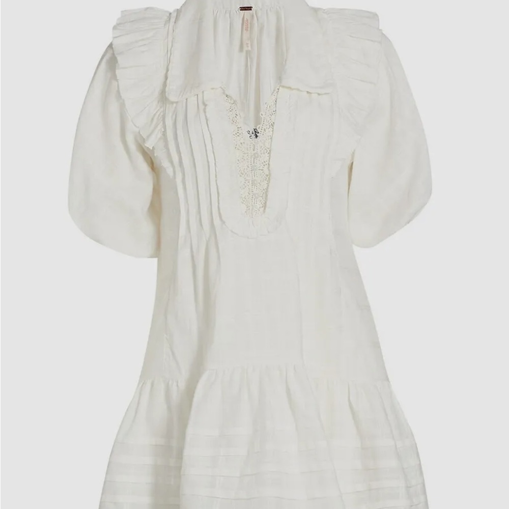 $149 Free People Women's Ivory Elora Tonal Windowpane Check Mini Dress Size L